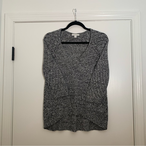 NYCO Raglan Cable Knit Sweater Multiple Knit Stitch Combo Charcoal Gray & White - Picture 1 of 7